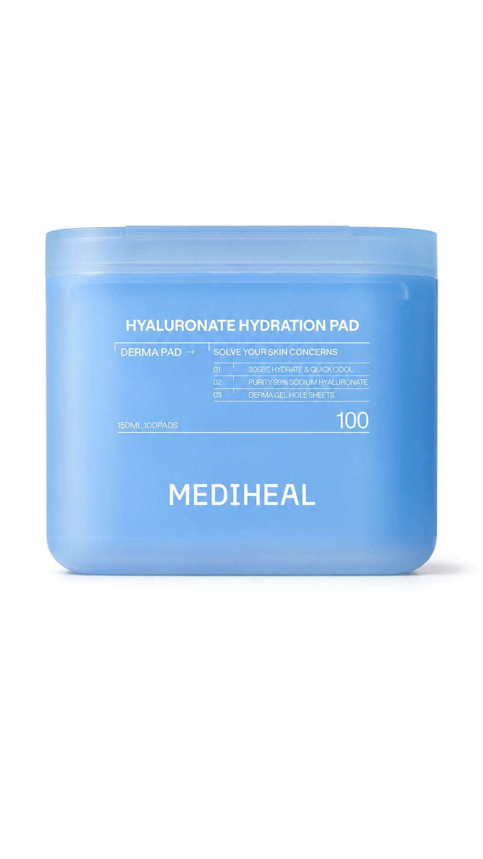 MEDIHEAL Derma Toner 100 Pads | Hyaluronate Hydration Pad