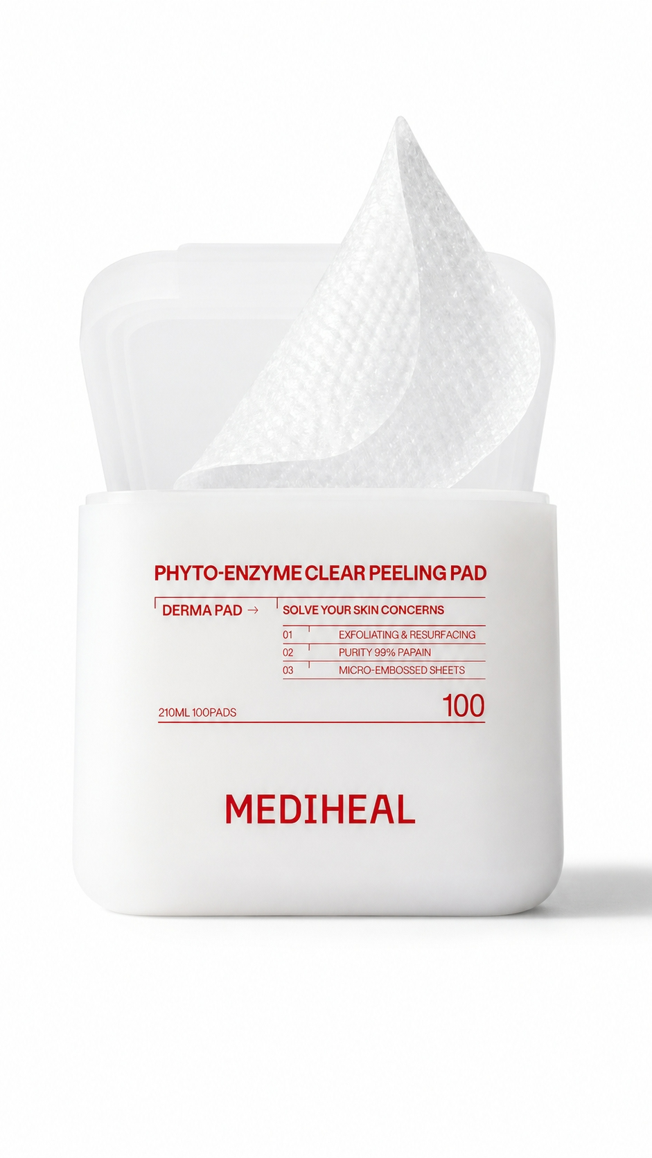 MEDIHEAL Derma Toner 100 Pads | Phyto-Enzyme Clear Peeling Pad