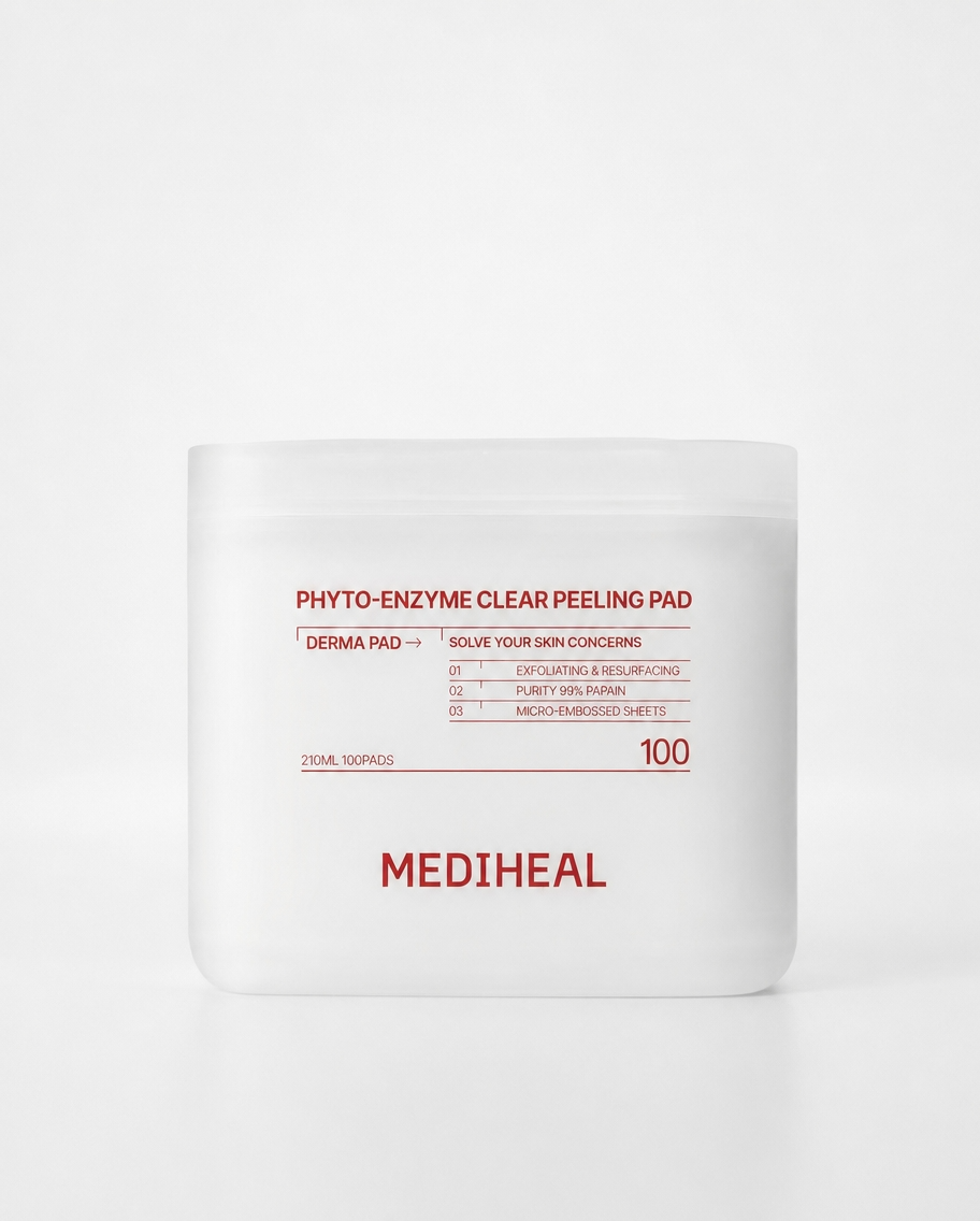 MEDIHEAL Derma Toner 100 Pads | Phyto-Enzyme Clear Peeling Pad